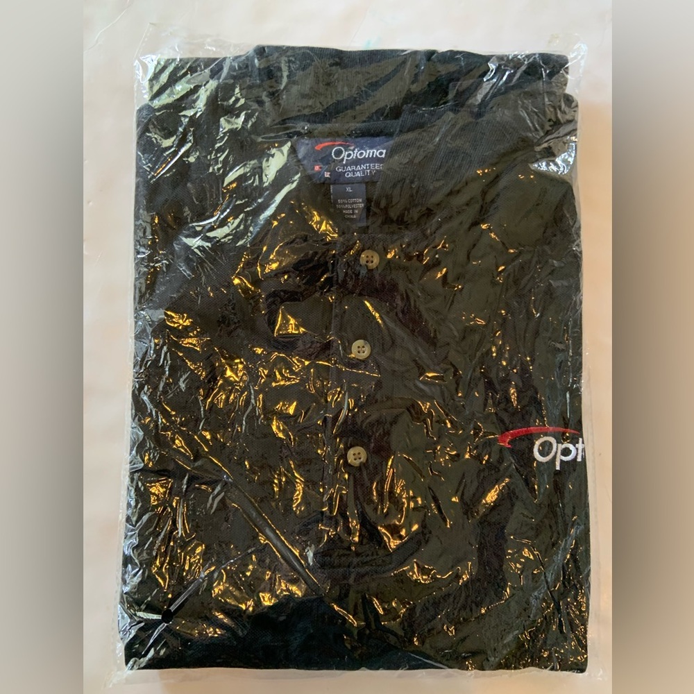 NIP Optoma Technology Promo Henley Black Polo Shirt Men’s XL Deadstock Tech